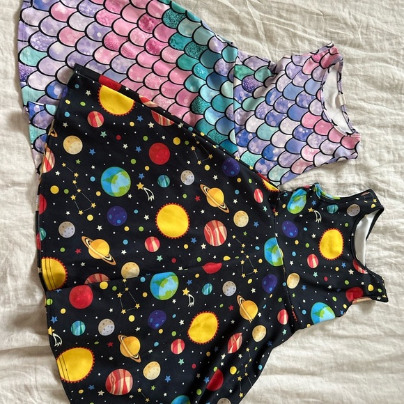 Vibrant Space and Mermaid Kids Dress Set - Picture 5 of 15